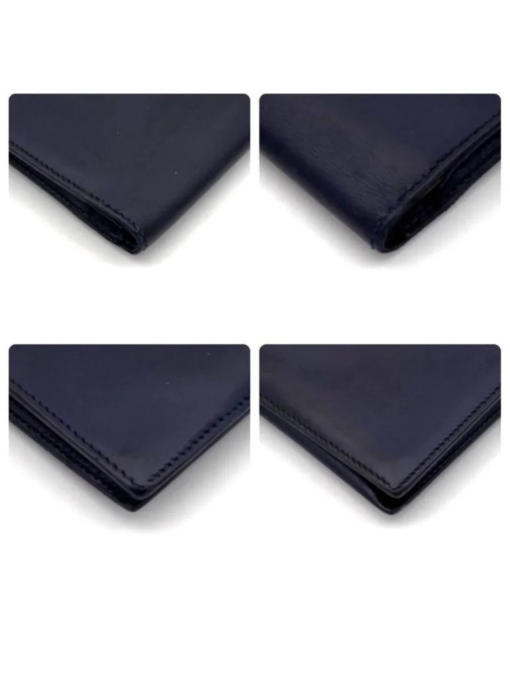Hermes Bearn Classic Box Calf Navy Blue Wallet Bifold